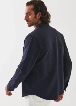 PATRICK ASSARAF Pima Stretch Fleece Snap-Front Overshirt|Men Outerwear