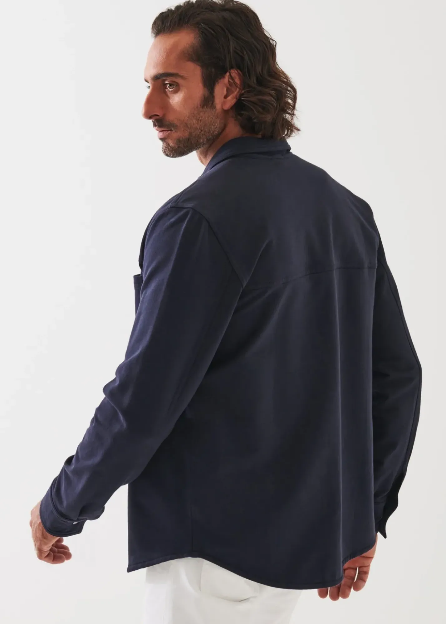 PATRICK ASSARAF Pima Stretch Fleece Snap-Front Overshirt|Men Outerwear
