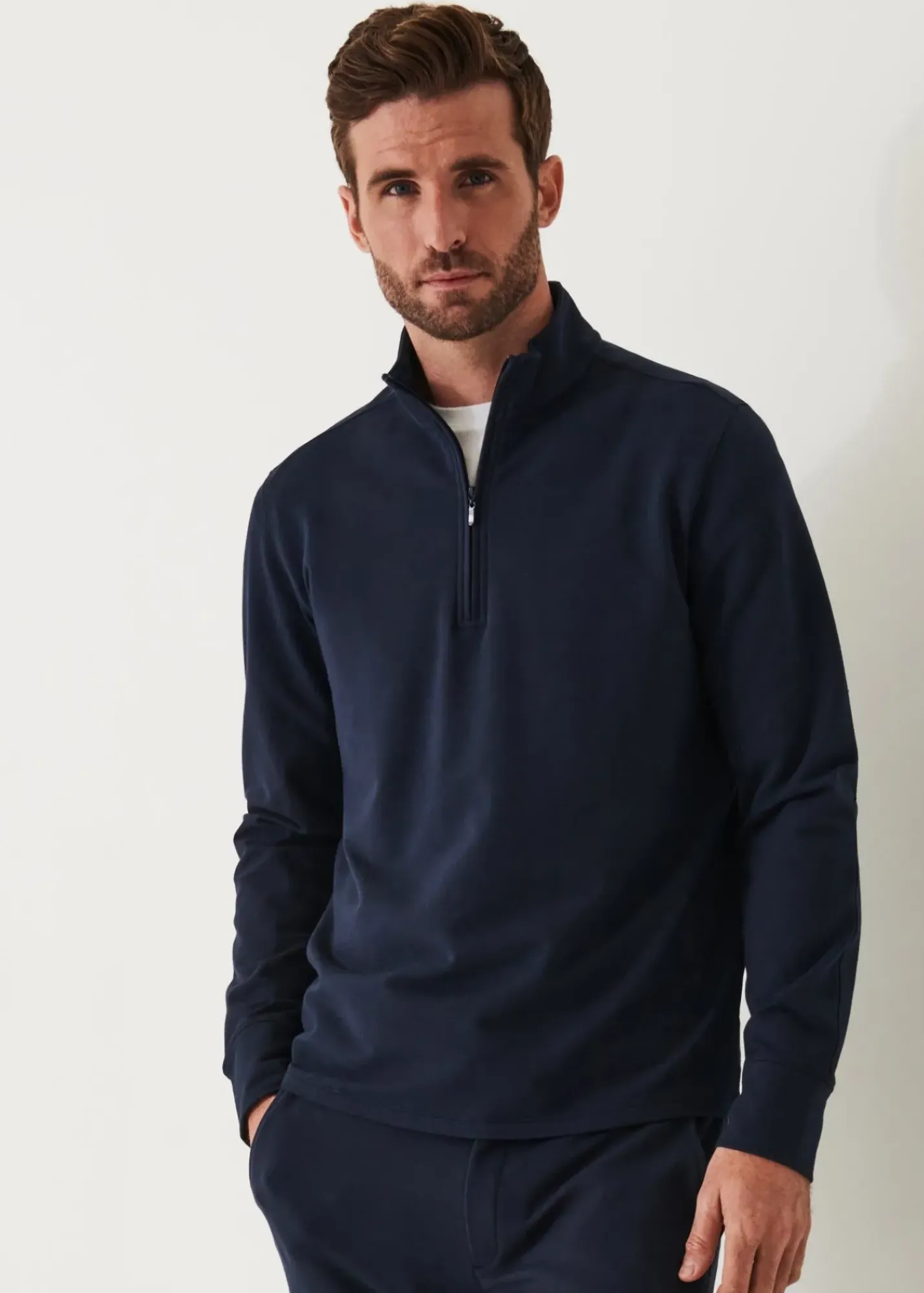 PATRICK ASSARAF Pima Stretch Fleece Zip-Up Hoodie|Men Sweatshirts & Hoodies