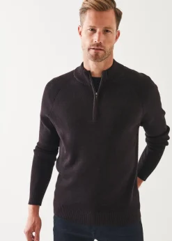 PATRICK ASSARAF Plaited Ribbed Quarter-Zip Mock|Men Knitwear