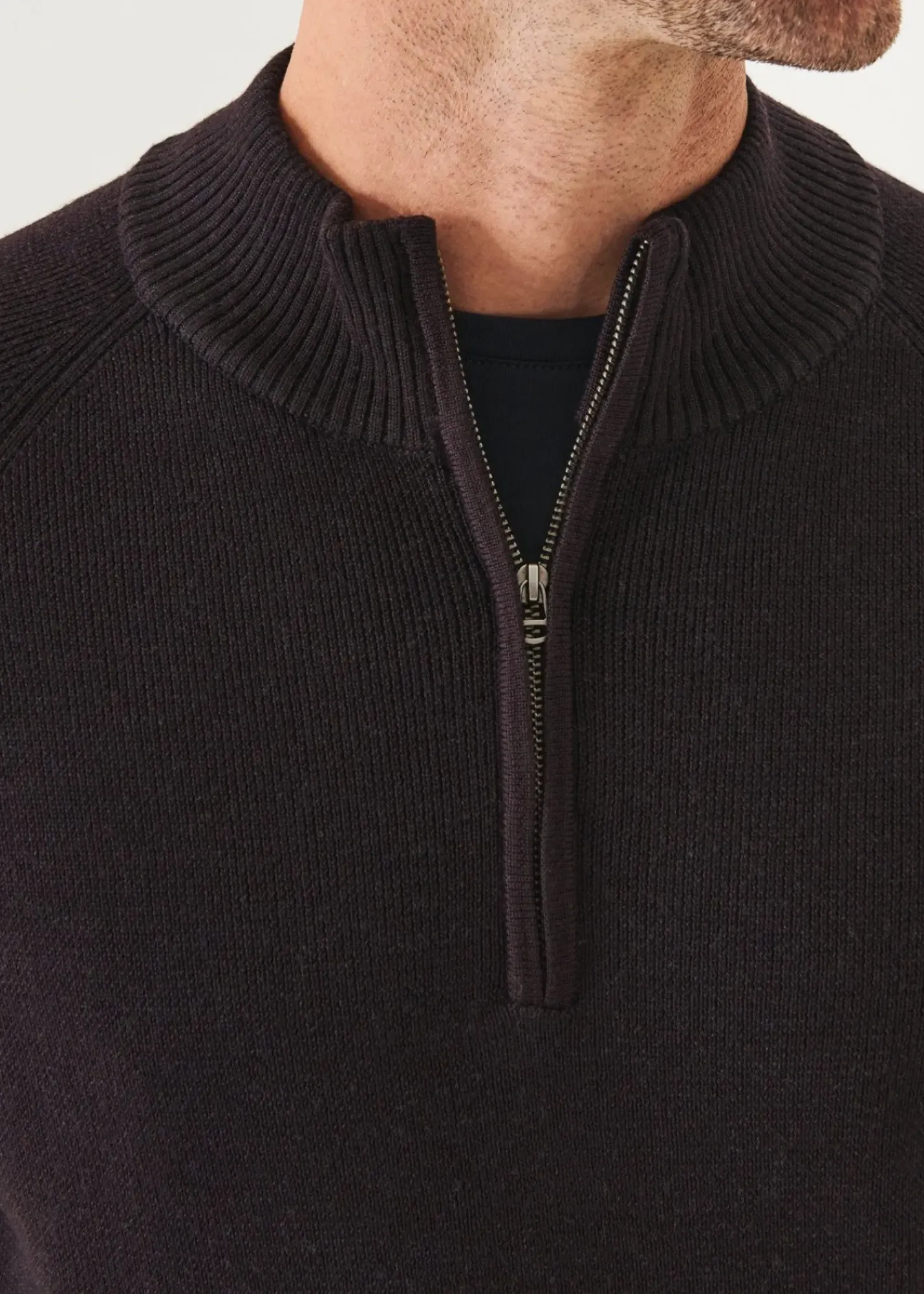 PATRICK ASSARAF Plaited Ribbed Quarter-Zip Mock|Men Knitwear