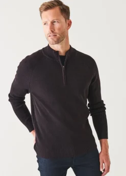 PATRICK ASSARAF Plaited Ribbed Quarter-Zip Mock|Men Knitwear