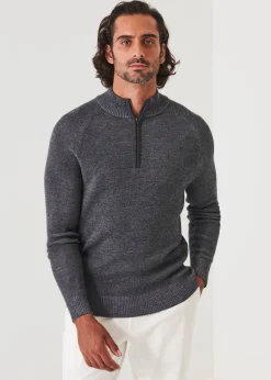 PATRICK ASSARAF Plaited Ribbed Quarter-Zip Mock|Men Knitwear