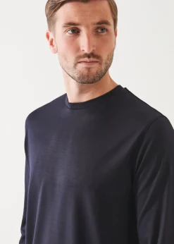 PATRICK ASSARAF Reda Active Wool Long-Sleeve Knit T-Shirt|Men T-Shirts