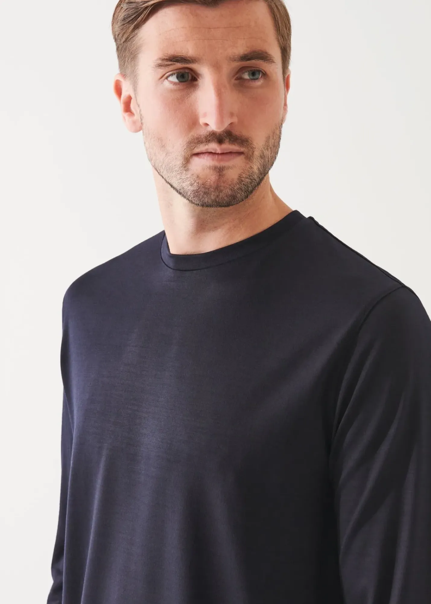 PATRICK ASSARAF Reda Active Wool Long-Sleeve Knit T-Shirt|Men T-Shirts