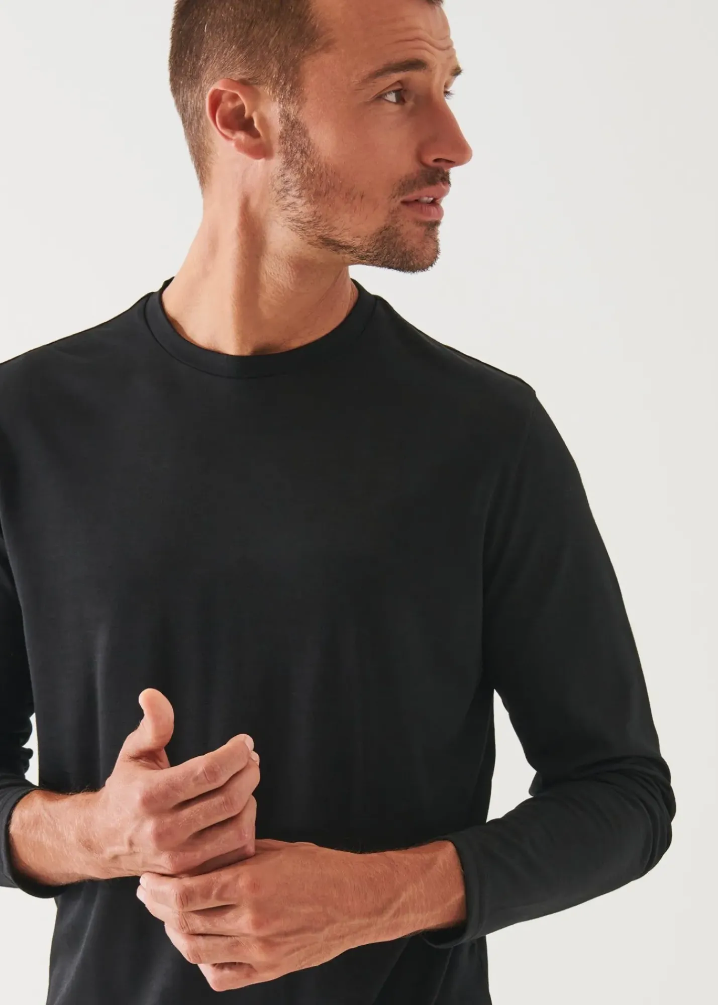PATRICK ASSARAF Reda Active Wool Long-Sleeve Knit T-Shirt|Men T-Shirts