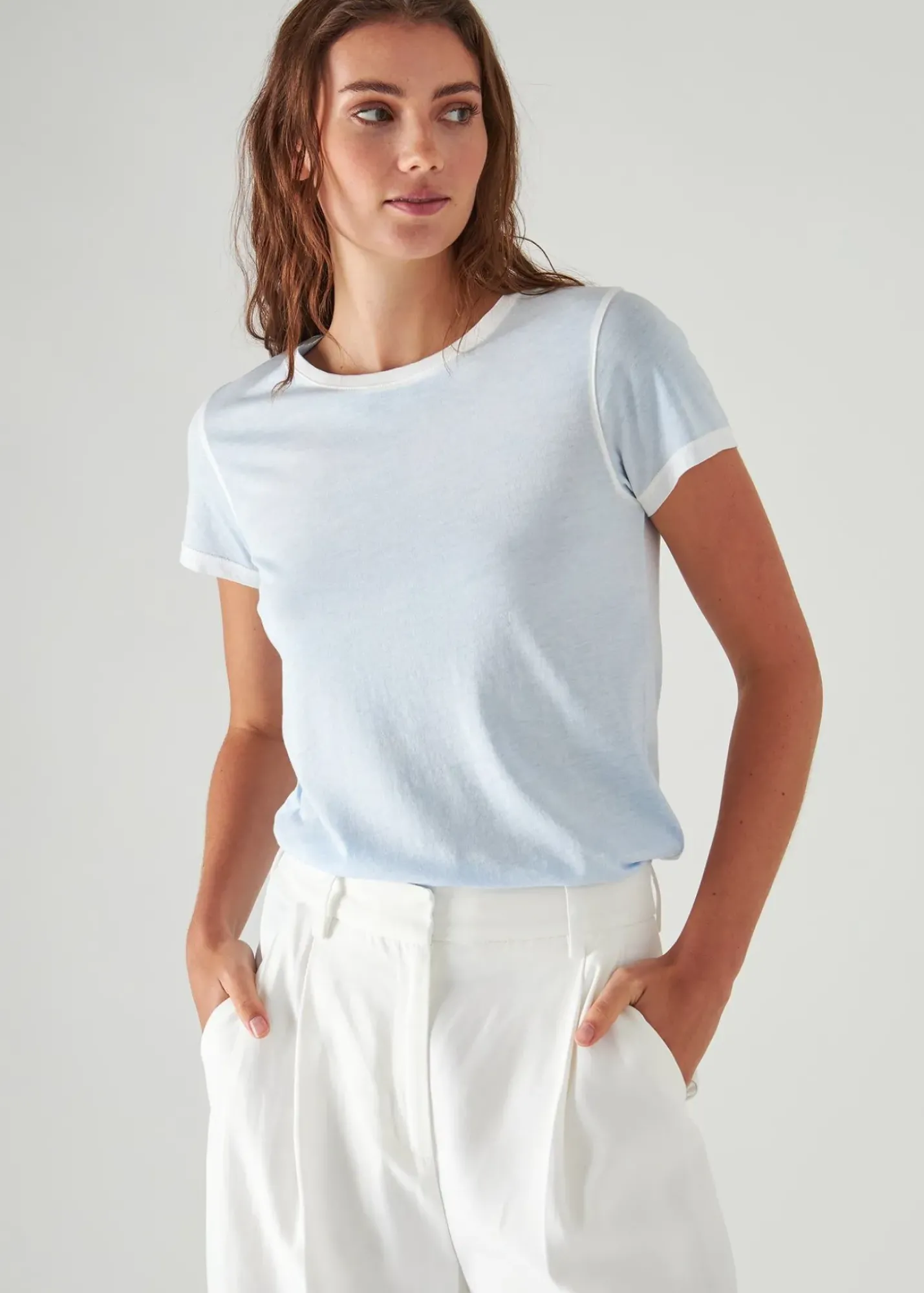 PATRICK ASSARAF Reverse Spray Lightweight Pima Cotton T-Shirt|Women T-Shirts