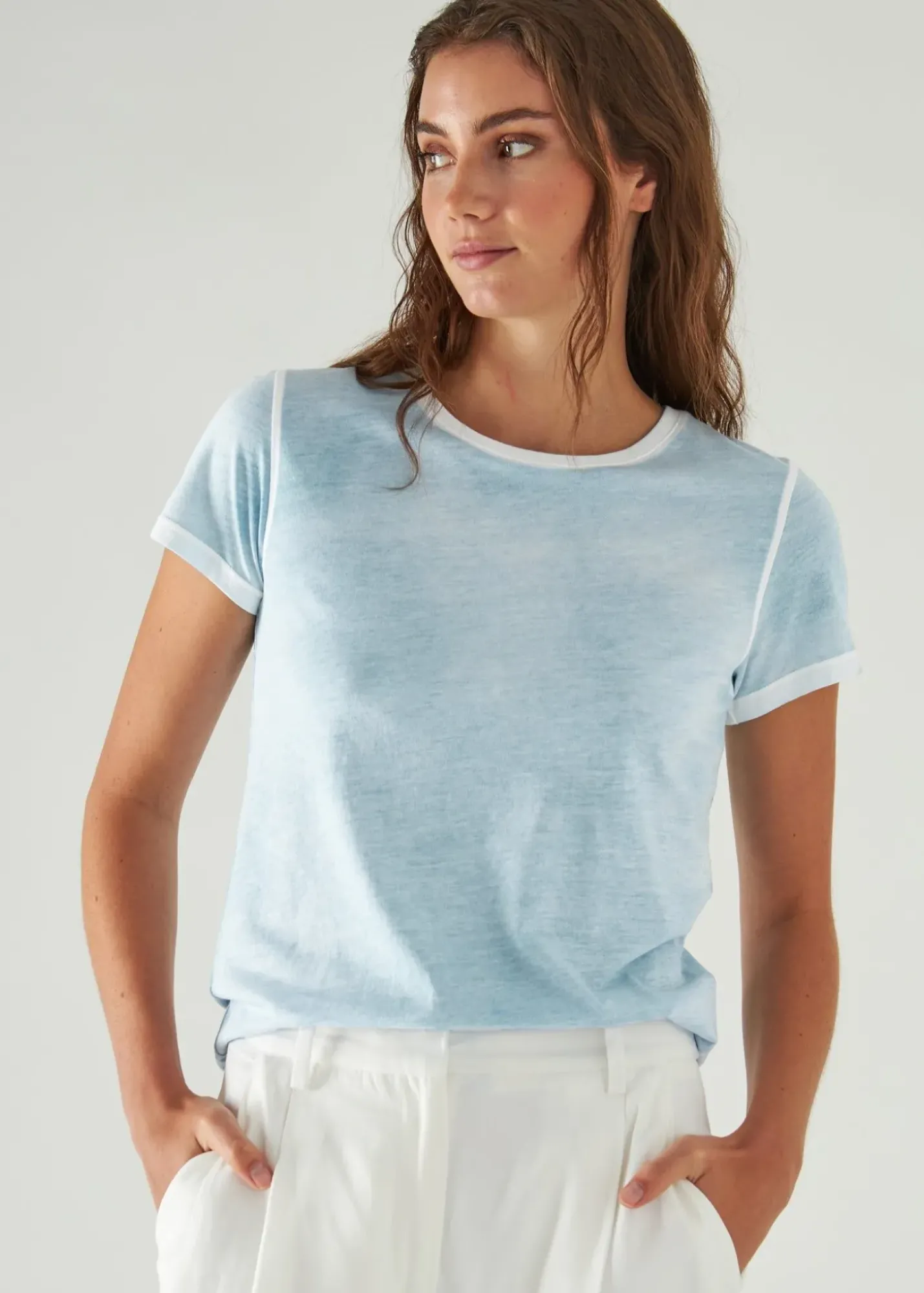 PATRICK ASSARAF Reverse Spray Lightweight Pima Cotton T-Shirt|Women T-Shirts