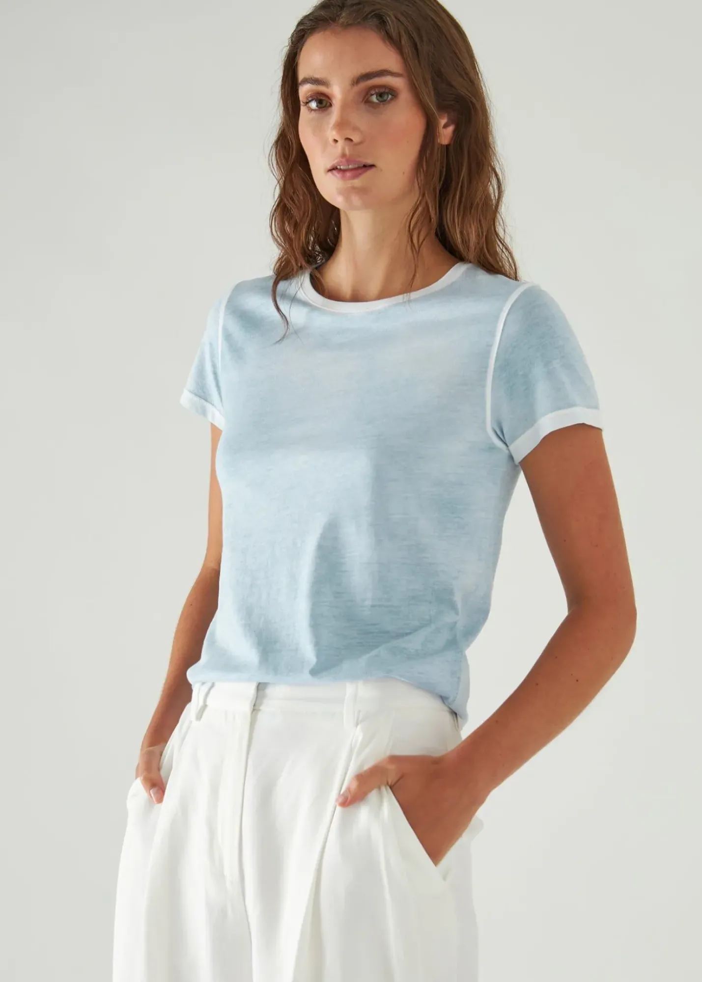 PATRICK ASSARAF Reverse Spray Lightweight Pima Cotton T-Shirt|Women T-Shirts