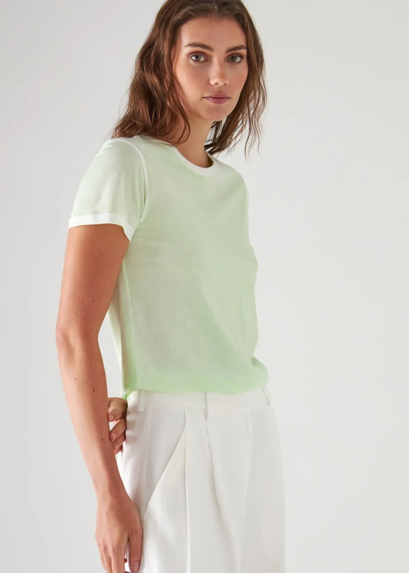 PATRICK ASSARAF Reverse Spray Lightweight Pima Cotton T-Shirt|Women T-Shirts
