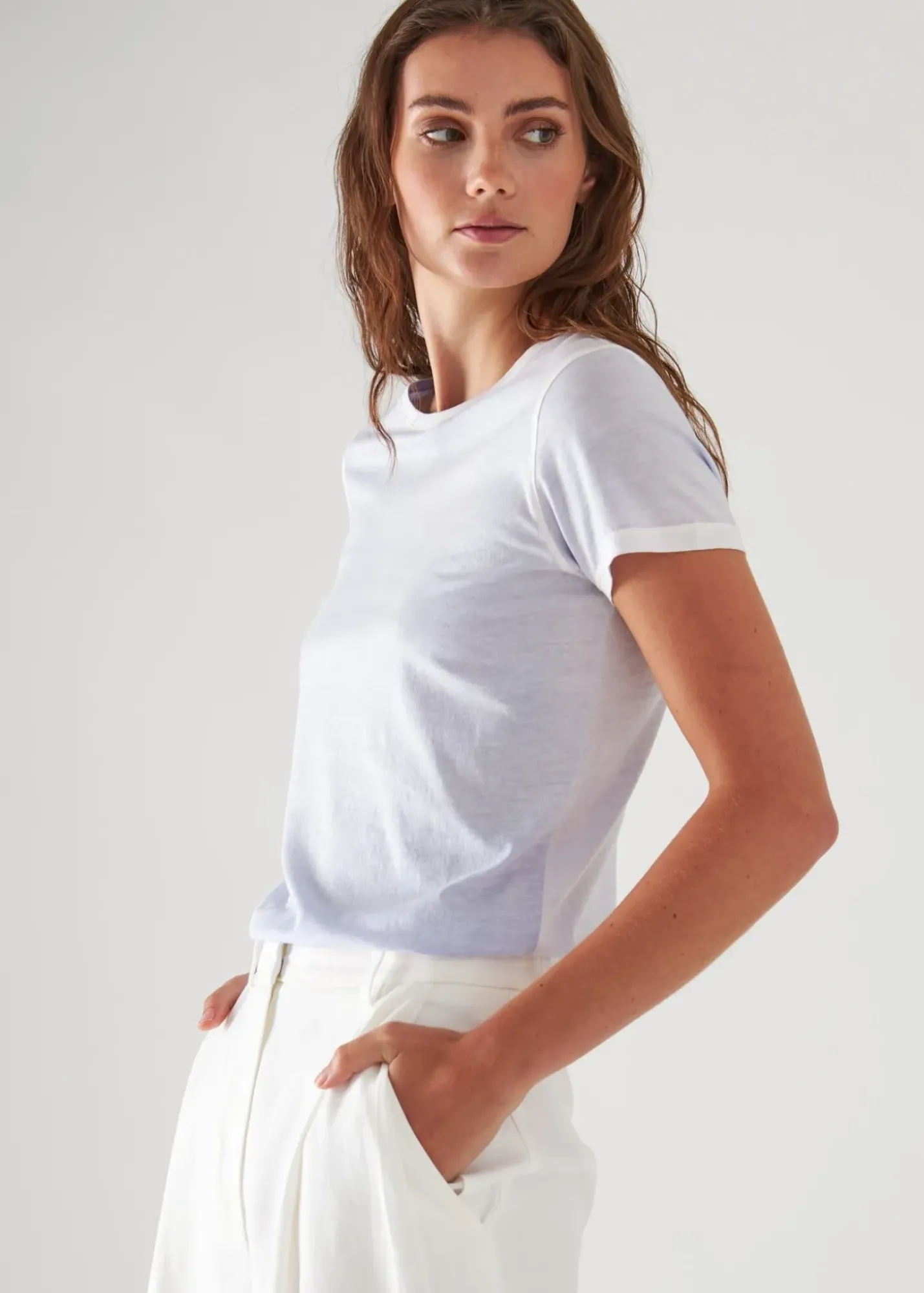 PATRICK ASSARAF Reverse Spray Lightweight Pima Cotton T-Shirt|Women T-Shirts