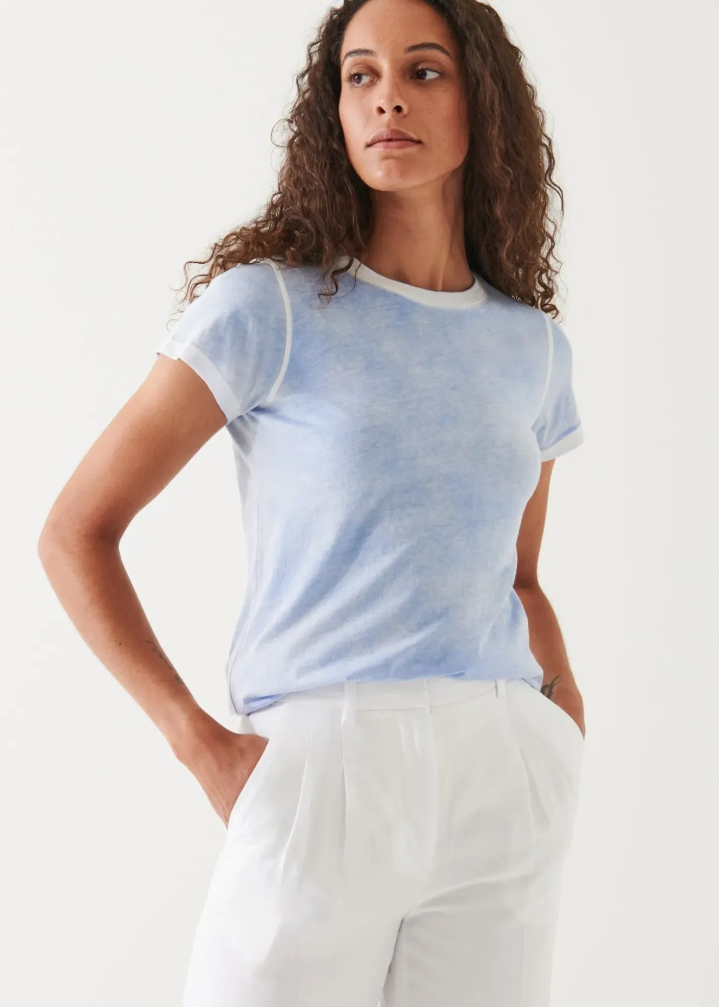 PATRICK ASSARAF Reverse Spray Lightweight Pima Cotton T-Shirt|Women T-Shirts