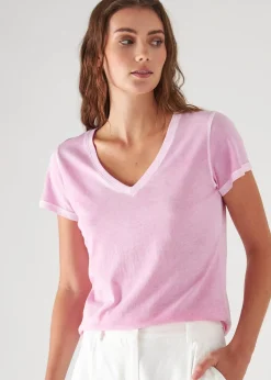 PATRICK ASSARAF Reverse Spray Lightweight Pima Cotton V-Neck T-Shirt|Women T-Shirts