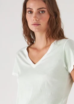 PATRICK ASSARAF Reverse Spray Lightweight Pima Cotton V-Neck T-Shirt|Women T-Shirts