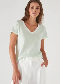 PATRICK ASSARAF Reverse Spray Lightweight Pima Cotton V-Neck T-Shirt|Women T-Shirts