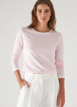 PATRICK ASSARAF Reverse Spray Lightweight Pima Cotton Slim Longsleeve T-Shirt|Women T-Shirts