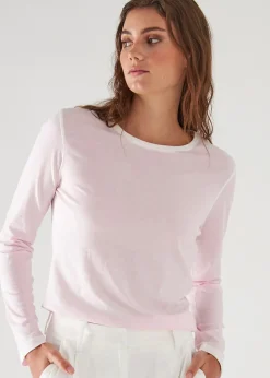 PATRICK ASSARAF Reverse Spray Lightweight Pima Cotton Slim Longsleeve T-Shirt|Women T-Shirts