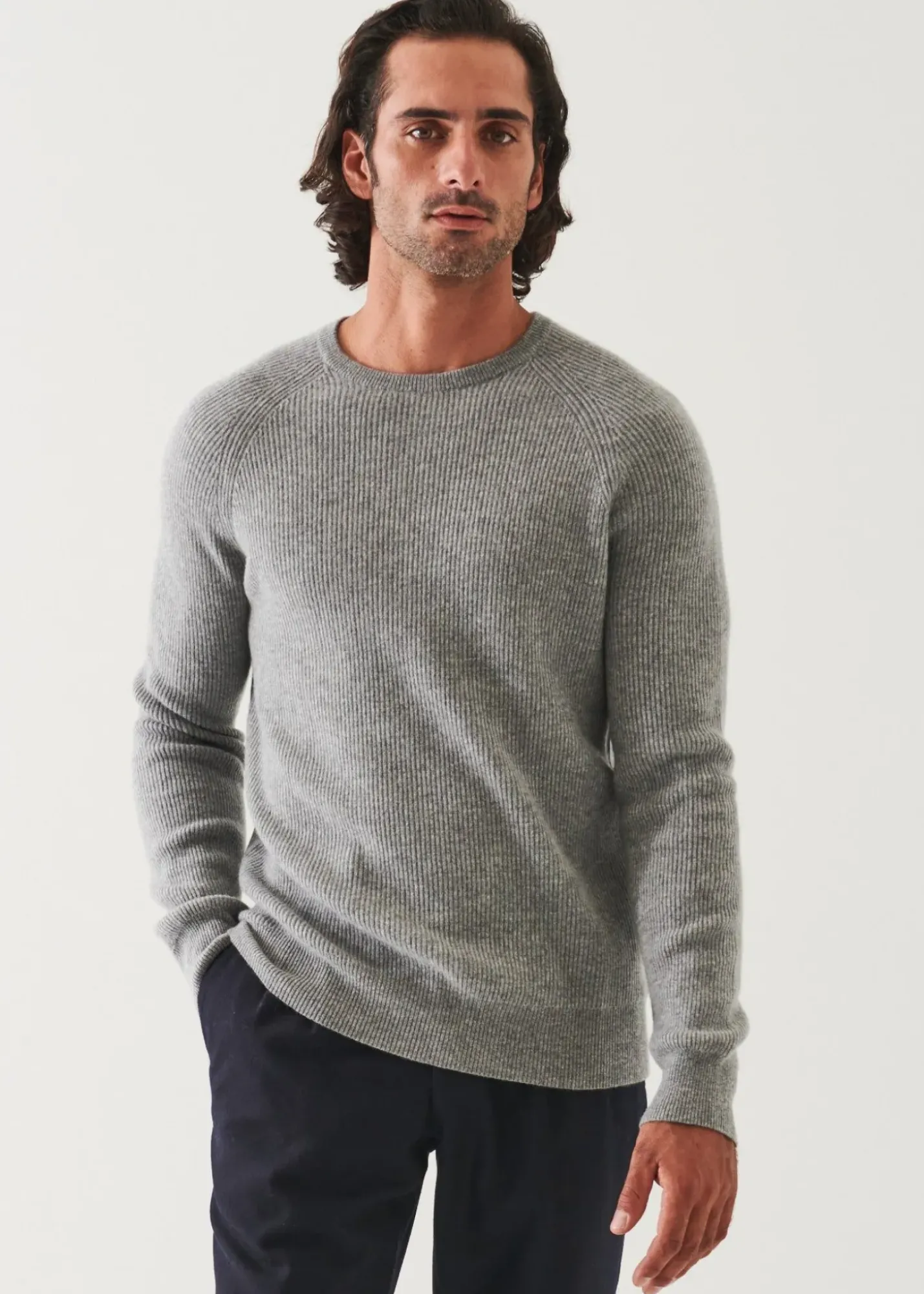 PATRICK ASSARAF Ribbed Cashmere Crewneck|Men Knitwear