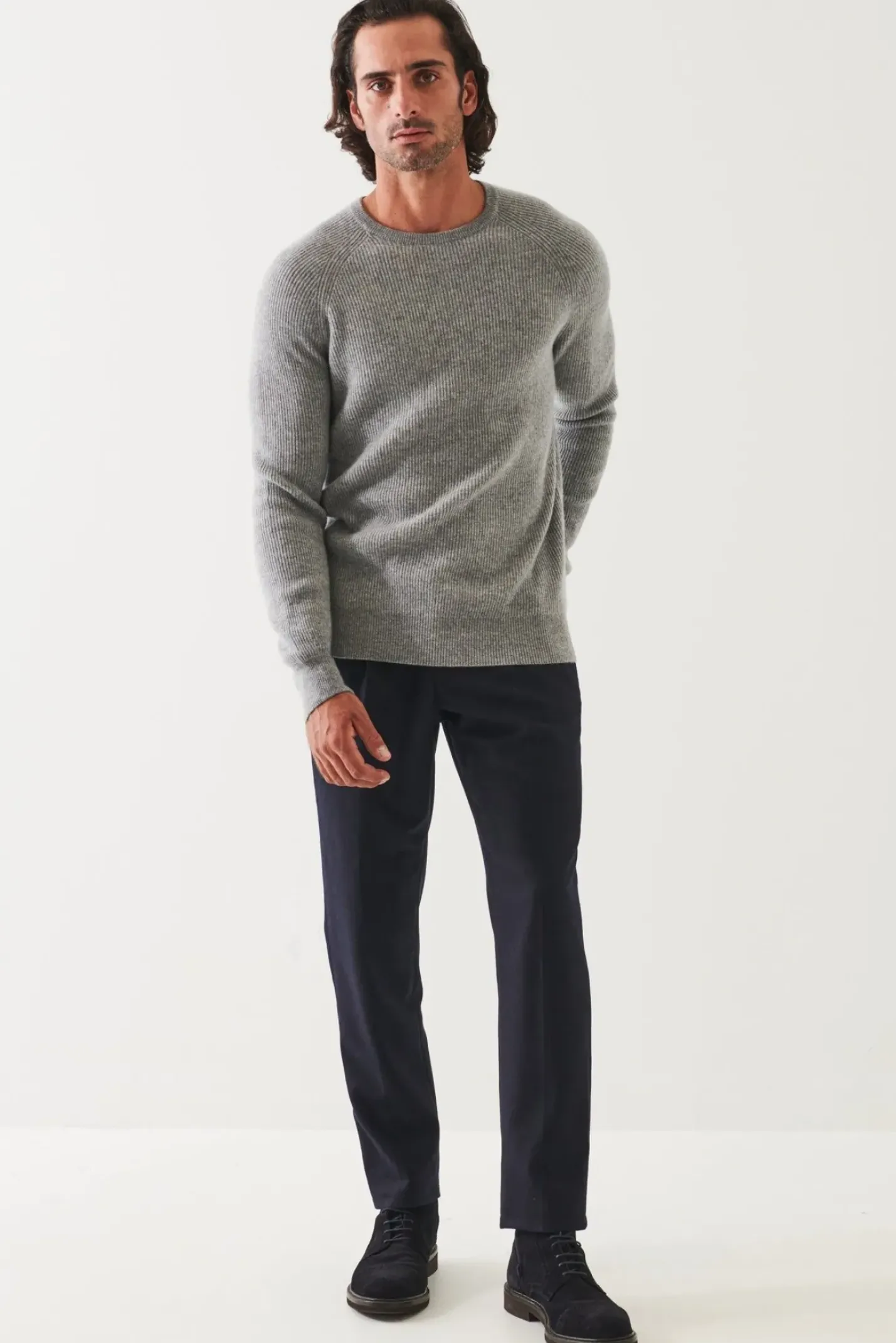 PATRICK ASSARAF Ribbed Cashmere Crewneck|Men Knitwear