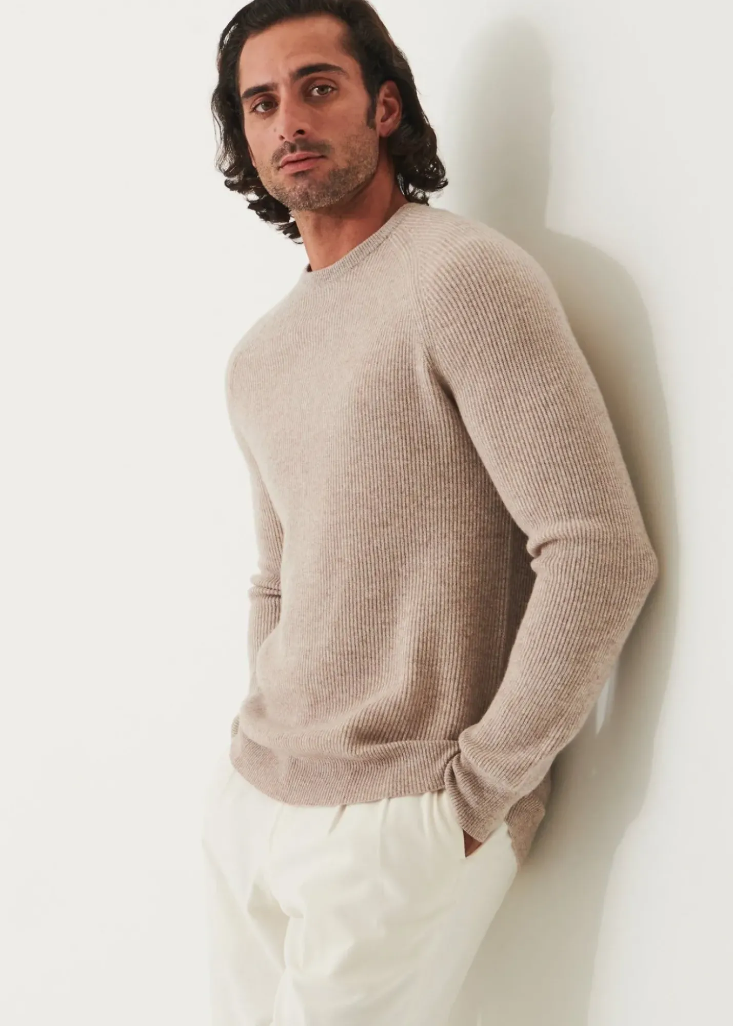 PATRICK ASSARAF Ribbed Cashmere Crewneck|Men Knitwear
