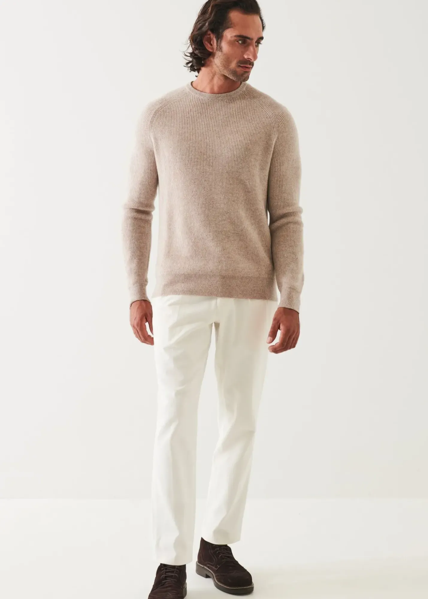 PATRICK ASSARAF Ribbed Cashmere Crewneck|Men Knitwear