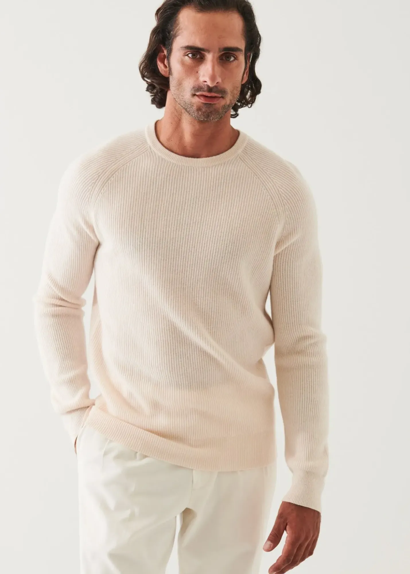 PATRICK ASSARAF Ribbed Cashmere Crewneck|Men Knitwear