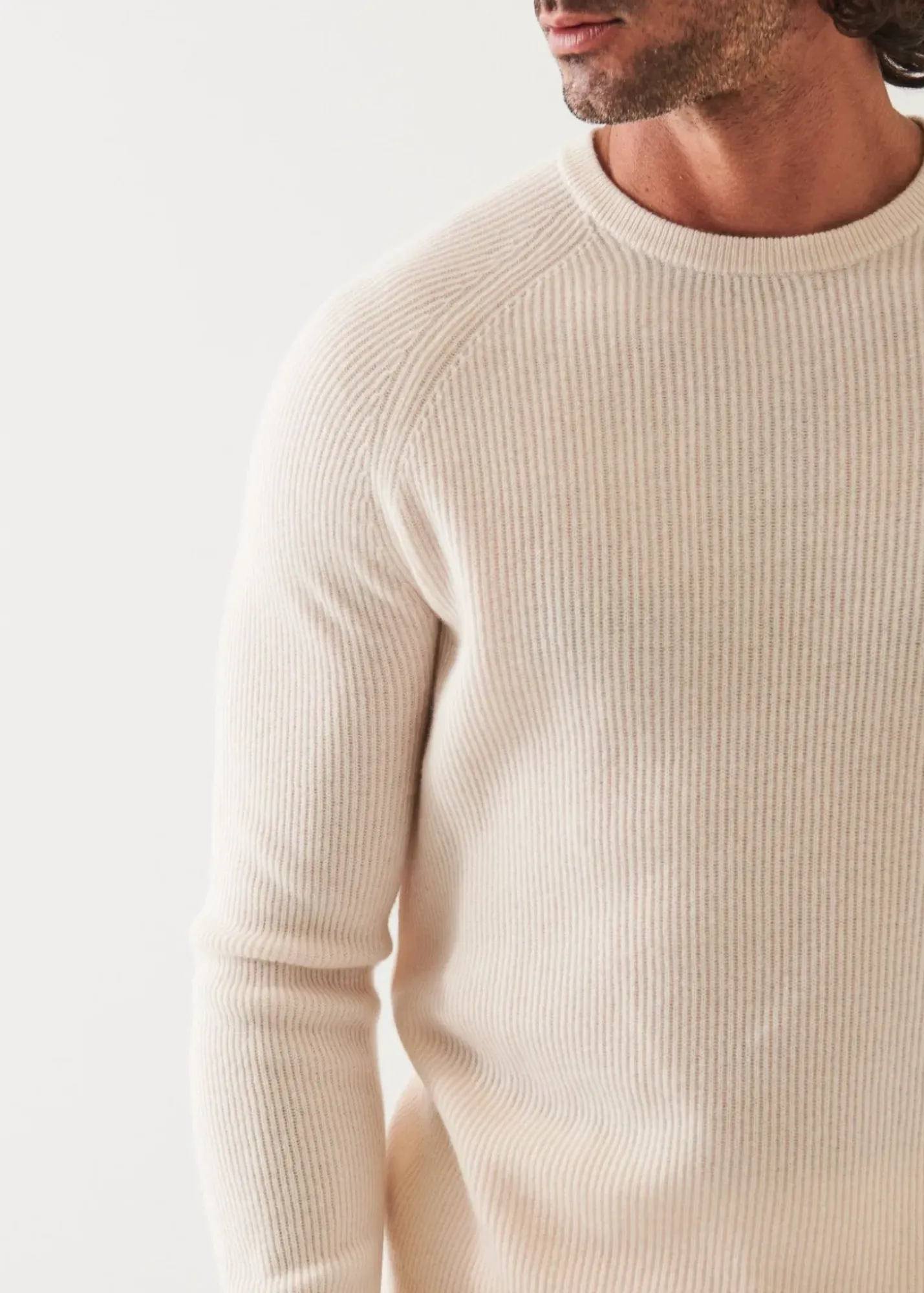 PATRICK ASSARAF Ribbed Cashmere Crewneck|Men Knitwear