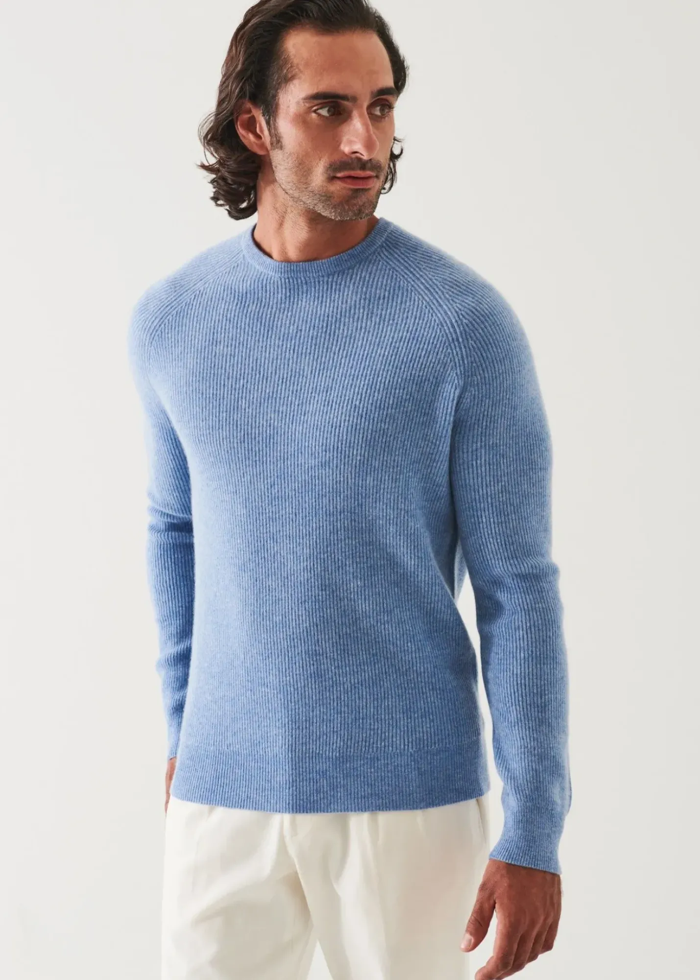 PATRICK ASSARAF Ribbed Cashmere Crewneck|Men Knitwear