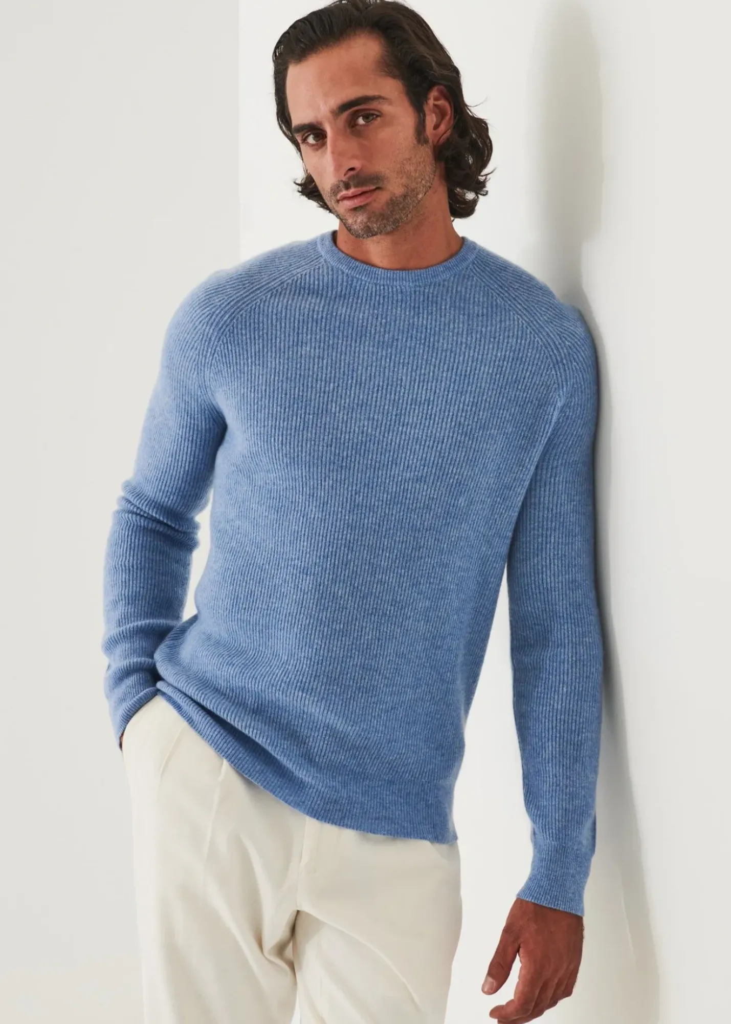 PATRICK ASSARAF Ribbed Cashmere Crewneck|Men Knitwear