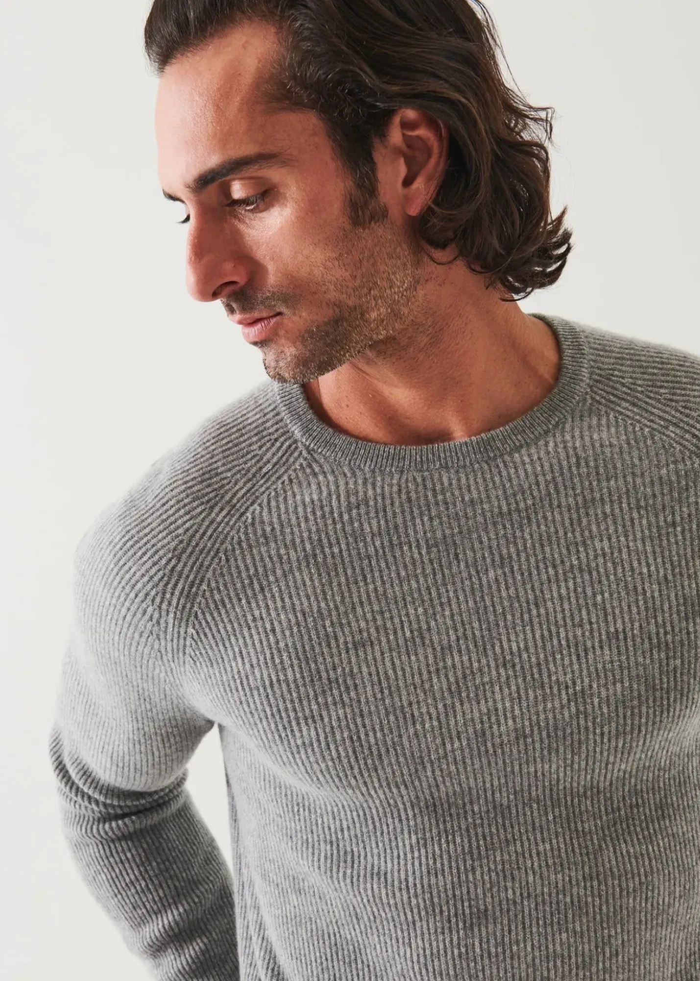 PATRICK ASSARAF Ribbed Cashmere Crewneck|Men Knitwear