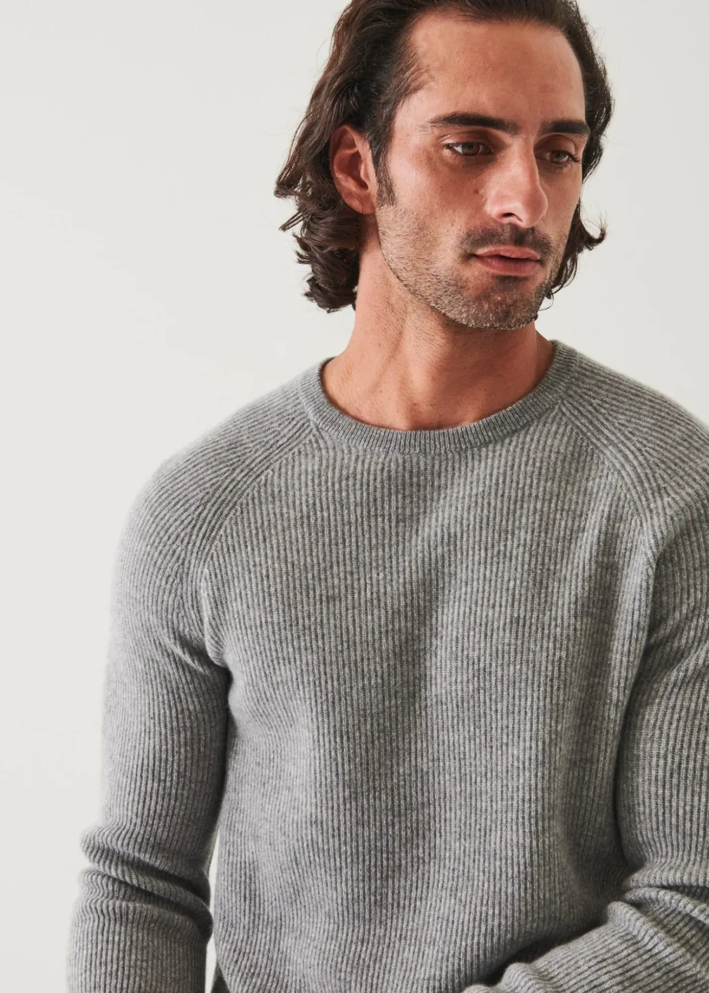 PATRICK ASSARAF Ribbed Cashmere Crewneck|Men Knitwear