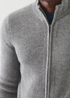 PATRICK ASSARAF Ribbed Cashmere Full Zip|Men Knitwear