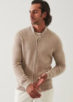 PATRICK ASSARAF Ribbed Cashmere Full Zip|Men Knitwear