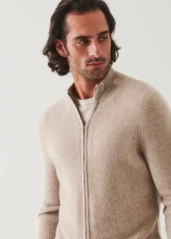 PATRICK ASSARAF Ribbed Cashmere Full Zip|Men Knitwear
