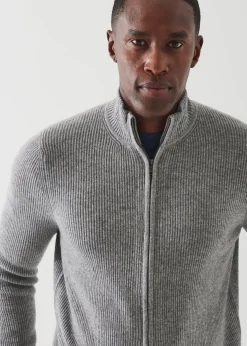 PATRICK ASSARAF Ribbed Cashmere Full Zip|Men Knitwear