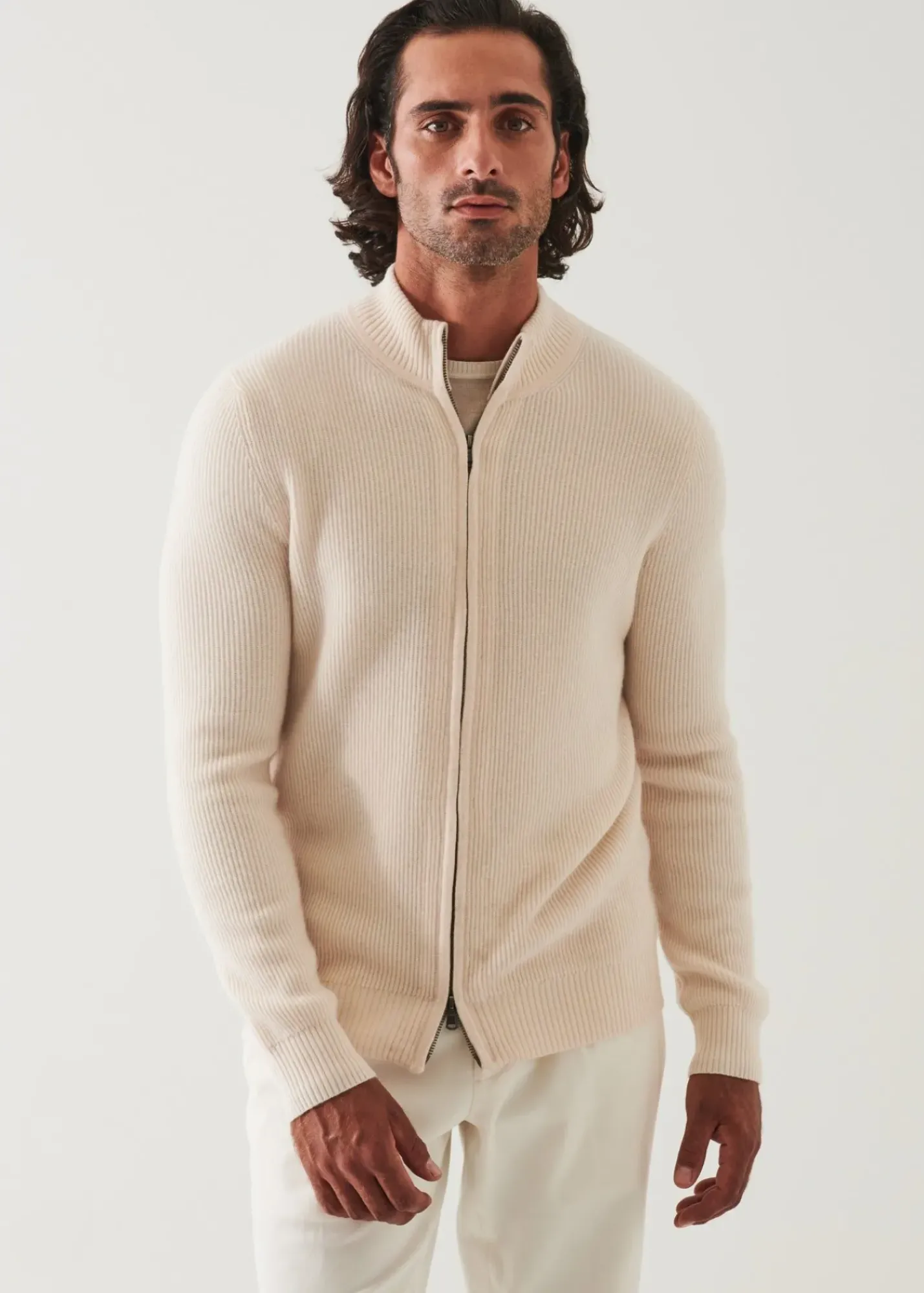 PATRICK ASSARAF Ribbed Cashmere Full Zip|Men Knitwear