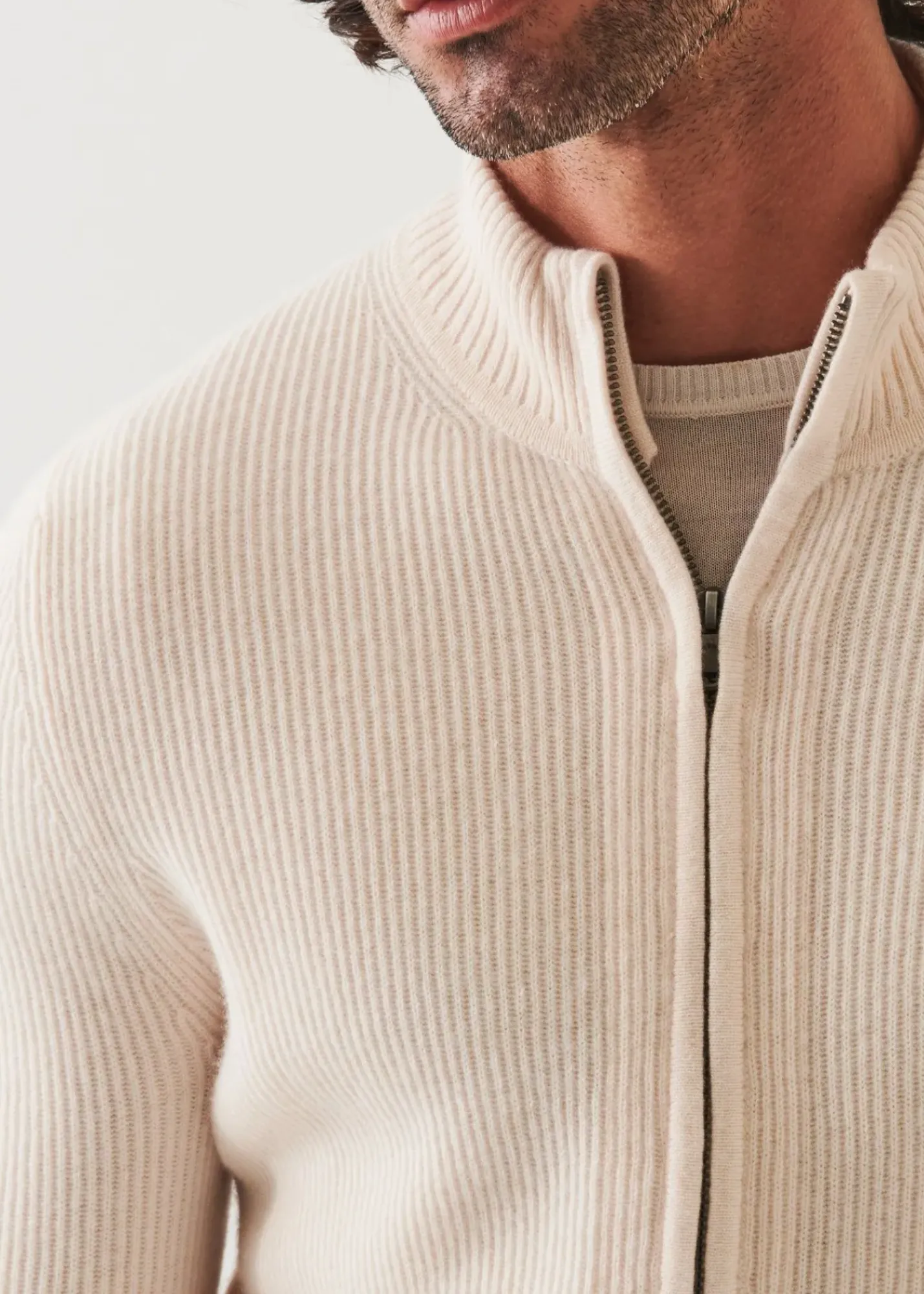 PATRICK ASSARAF Ribbed Cashmere Full Zip|Men Knitwear