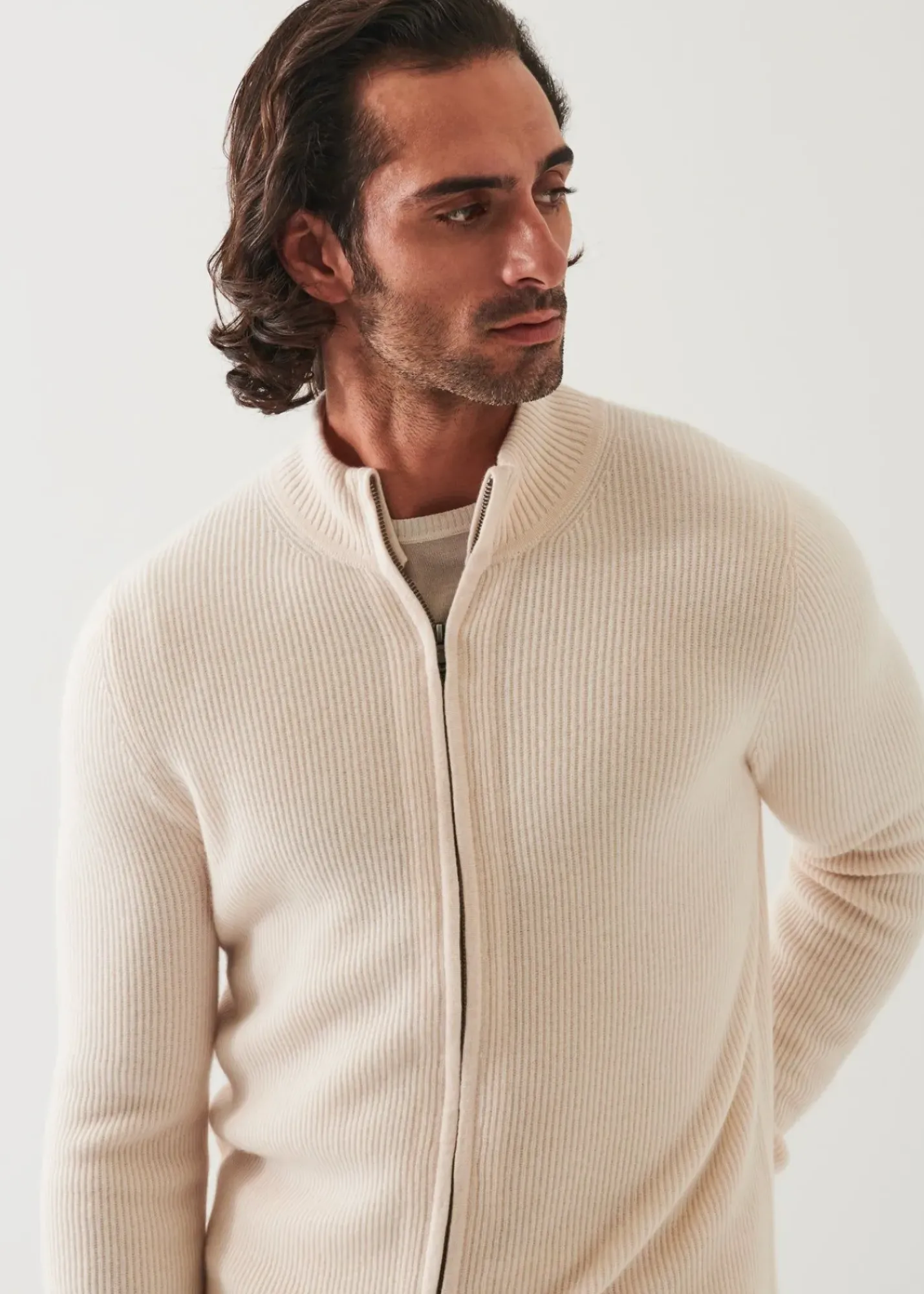 PATRICK ASSARAF Ribbed Cashmere Full Zip|Men Knitwear