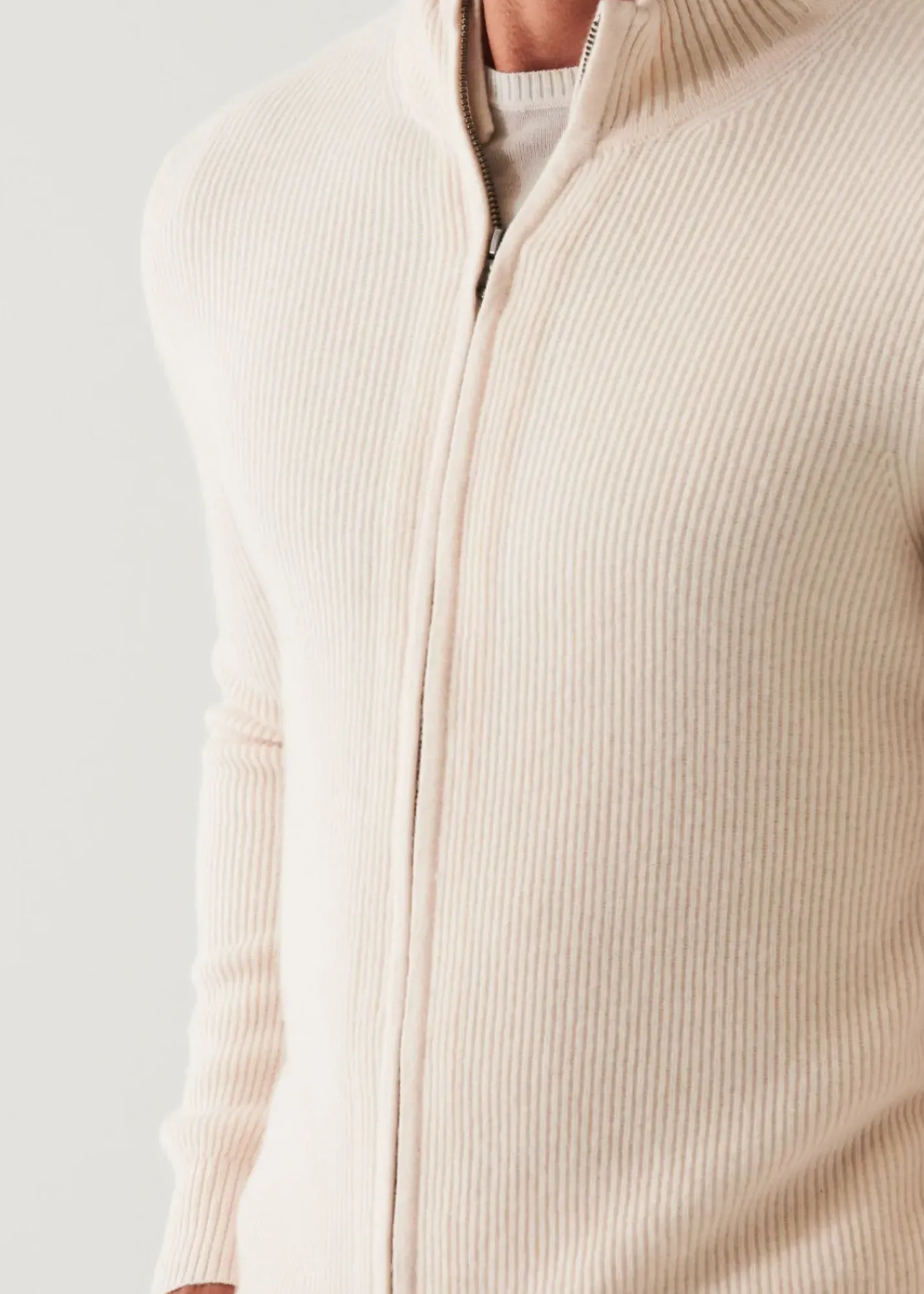 PATRICK ASSARAF Ribbed Cashmere Full Zip|Men Knitwear