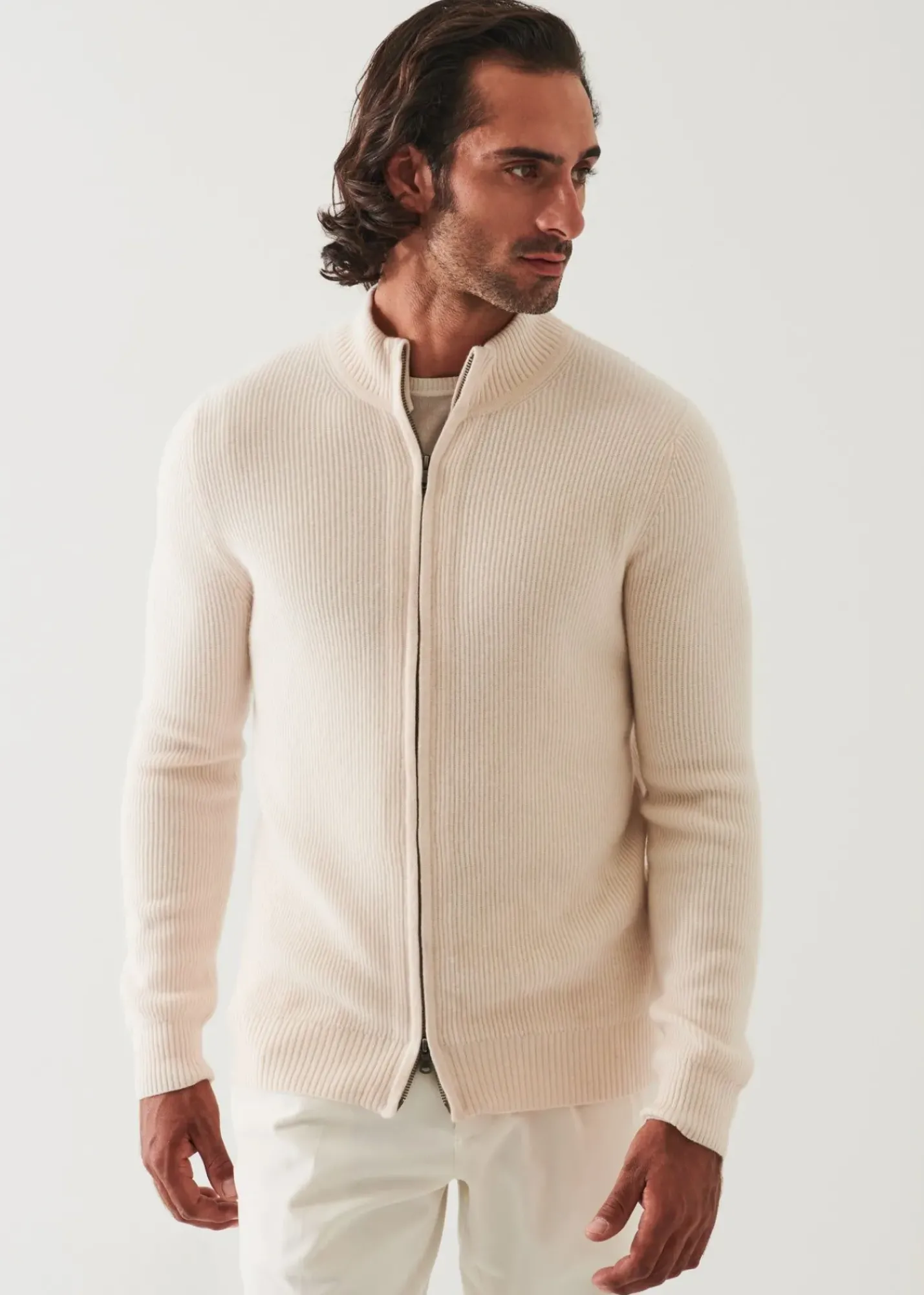 PATRICK ASSARAF Ribbed Cashmere Full Zip|Men Knitwear