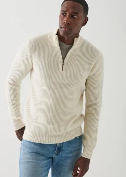 PATRICK ASSARAF Ribbed Cashmere Quarter-Zip|Men Knitwear