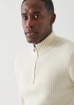 PATRICK ASSARAF Ribbed Cashmere Quarter-Zip|Men Knitwear