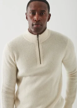 PATRICK ASSARAF Ribbed Cashmere Quarter-Zip|Men Knitwear