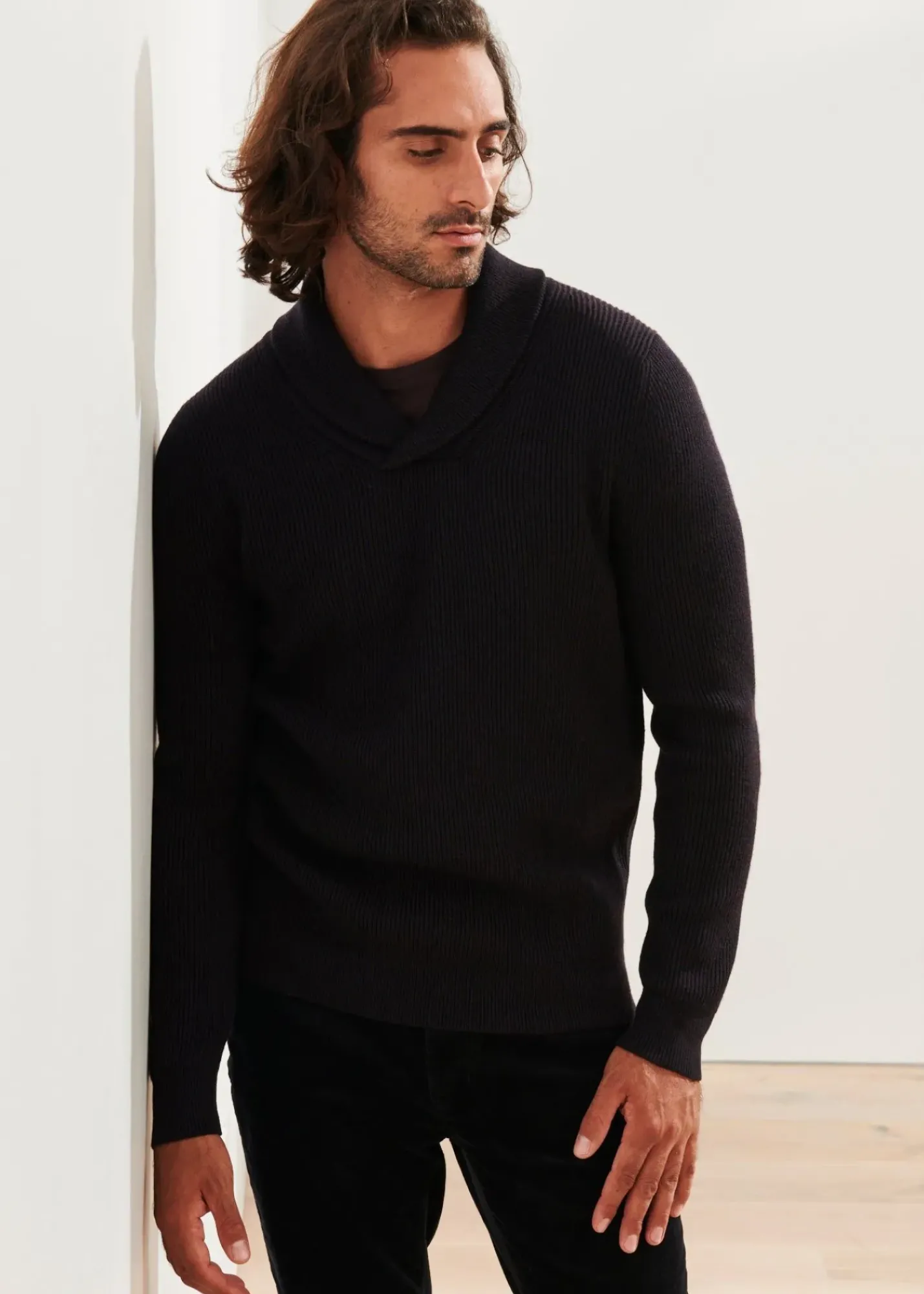 PATRICK ASSARAF Shawl Collar Merino Wool Sweater|Men Knitwear