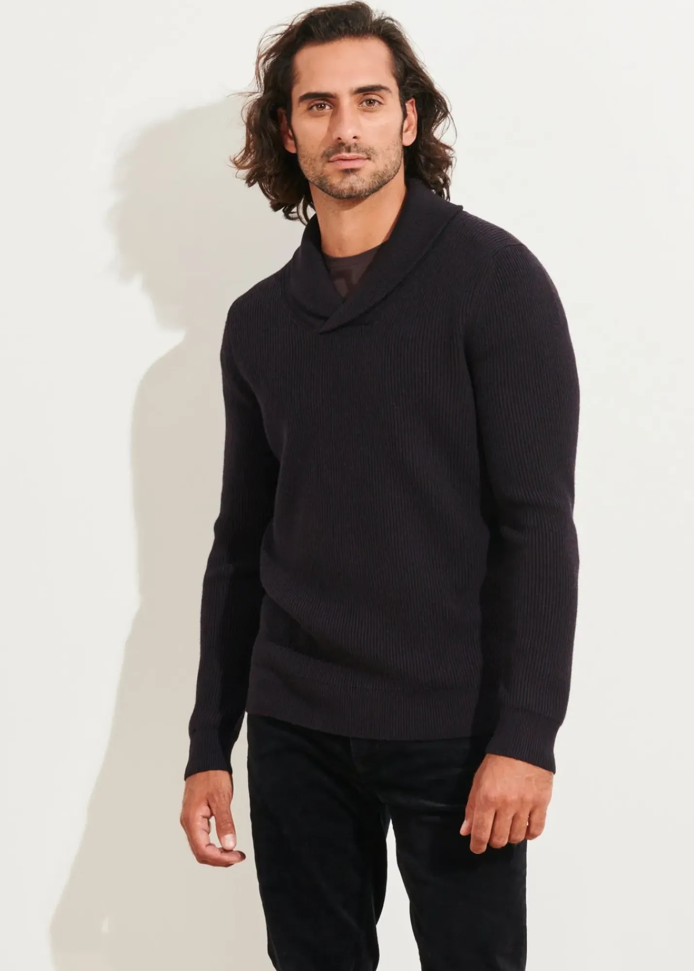 PATRICK ASSARAF Shawl Collar Merino Wool Sweater|Men Knitwear