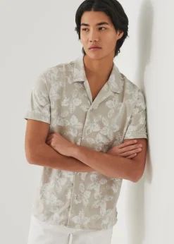 PATRICK ASSARAF Short Sleeve Linen Shirt|Men Shirts