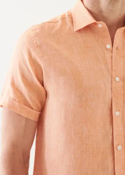 PATRICK ASSARAF Short Sleeve Linen Shirt|Men Shirts