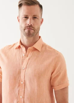 PATRICK ASSARAF Short Sleeve Linen Shirt|Men Shirts