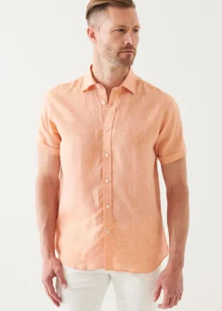 PATRICK ASSARAF Short Sleeve Linen Shirt|Men Shirts