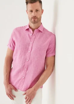PATRICK ASSARAF Short Sleeve Linen Shirt|Men Shirts